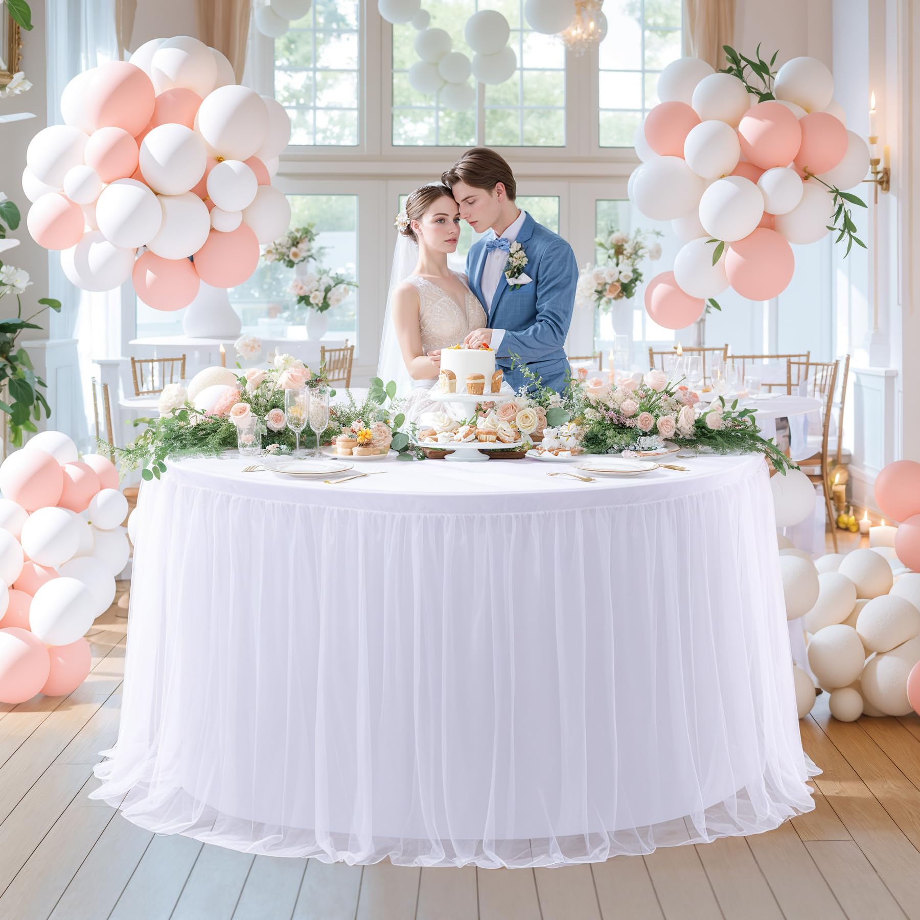 Amazon.com: White Tulle Round Table Cloth for 48 Inch Round Tables